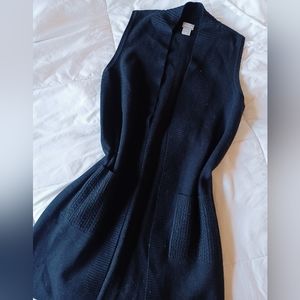 Chicos Open Knit Sweater Vest Cableknit Black Winter Office Minimalist Tunic